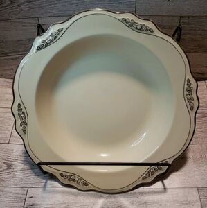 Vtg Homer Laughlin "Virginia Rose" Bowl Made In USA Cream Silver Floral Trim